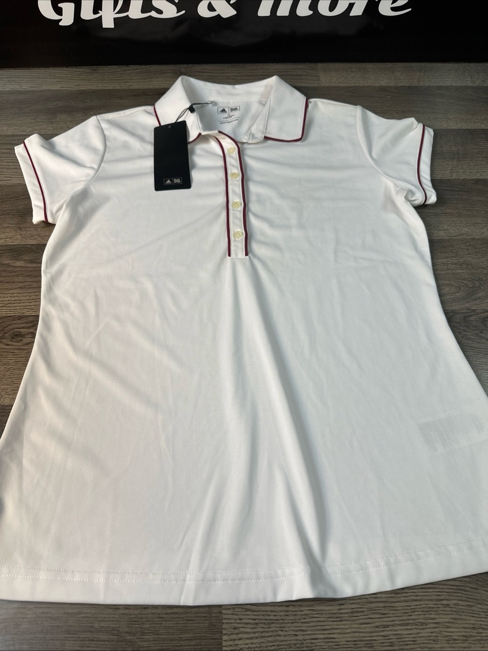 adidas White Polo with Burgundy Trim